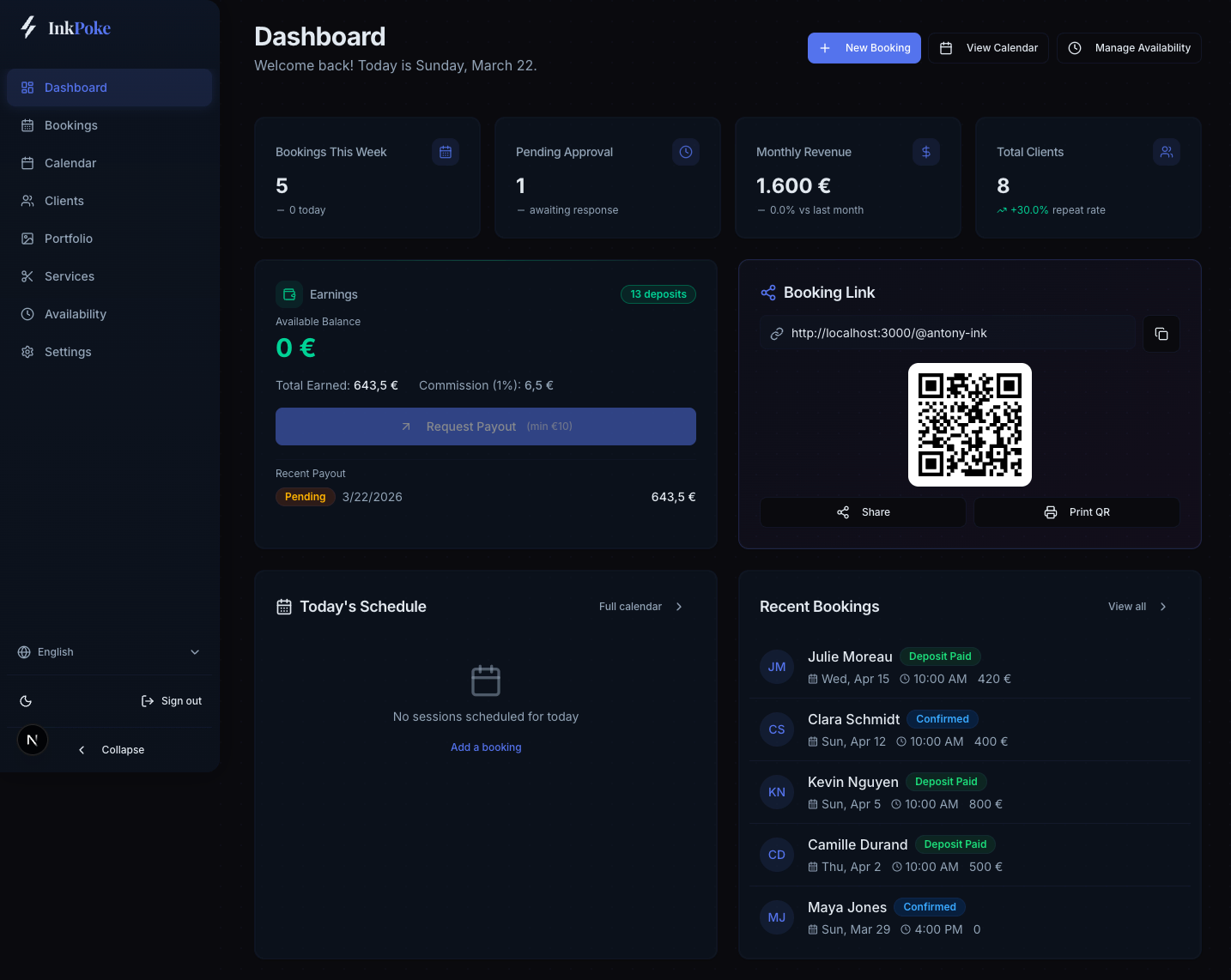 InkPoke dashboard